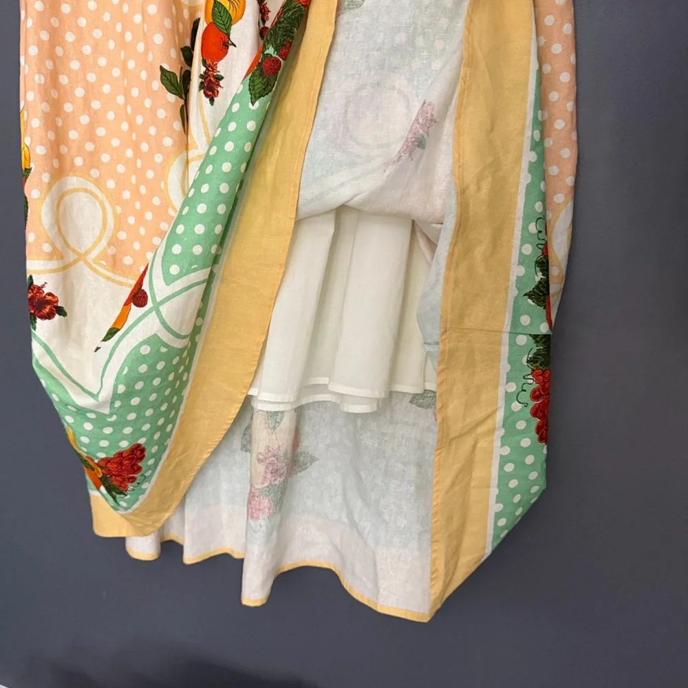 NWT Caroline Constas Linen Cotton Blend Tent Citrus Print Dress